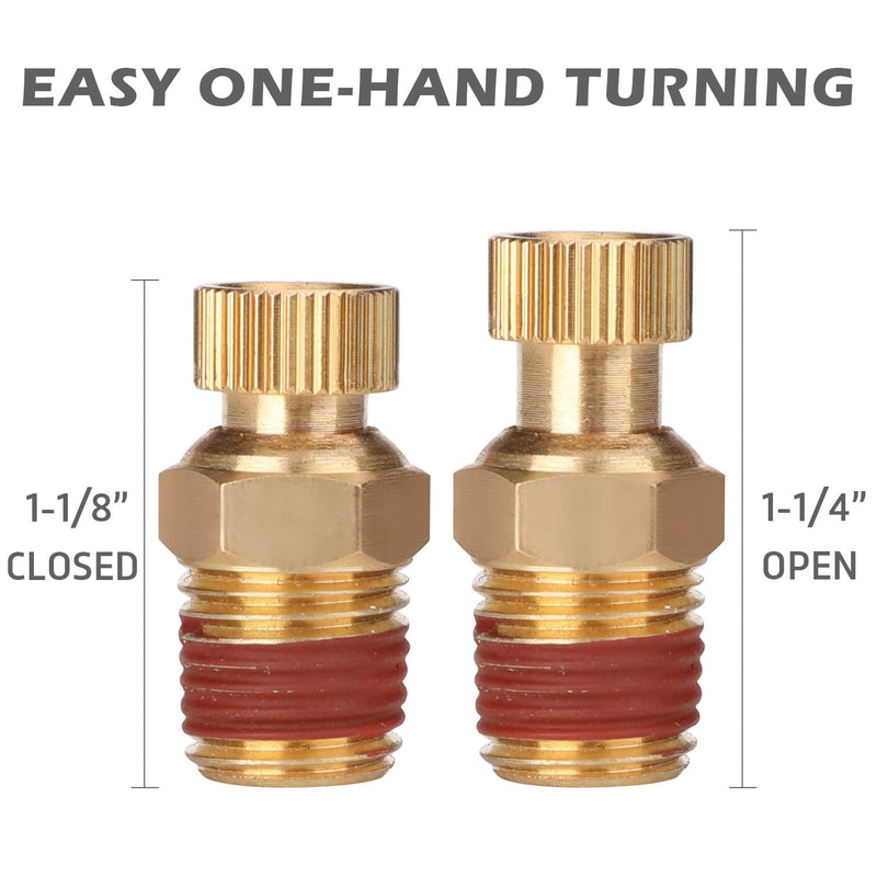 [Australia - AusPower] - Hromee 5 Piece 1/4 Inch Compressor Air Tank Port Fittings Drain Valve Kit with Solid Brass Hex Head Plugs Winged Style and Twist Style Petcock 140 PSI Safety Valve 