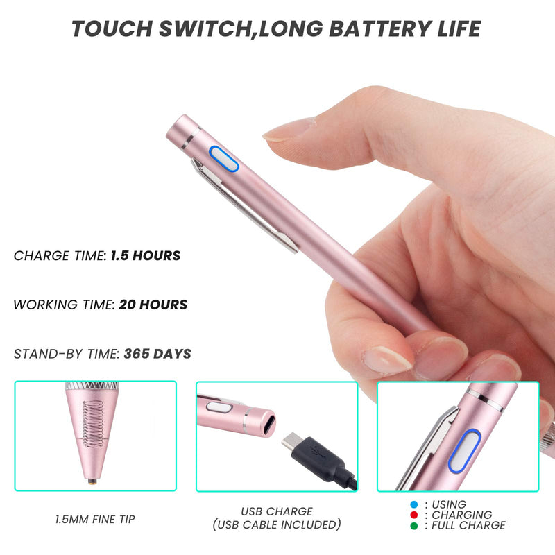 [Australia - AusPower] - Pencil for Samsung Galaxy Tab A7 Stylus, Rsepvwy Active Digital Stylus with 1.5mm Ultra Fine Tip Stylus Pen for Samsung Galaxy Tab A7,Pink 