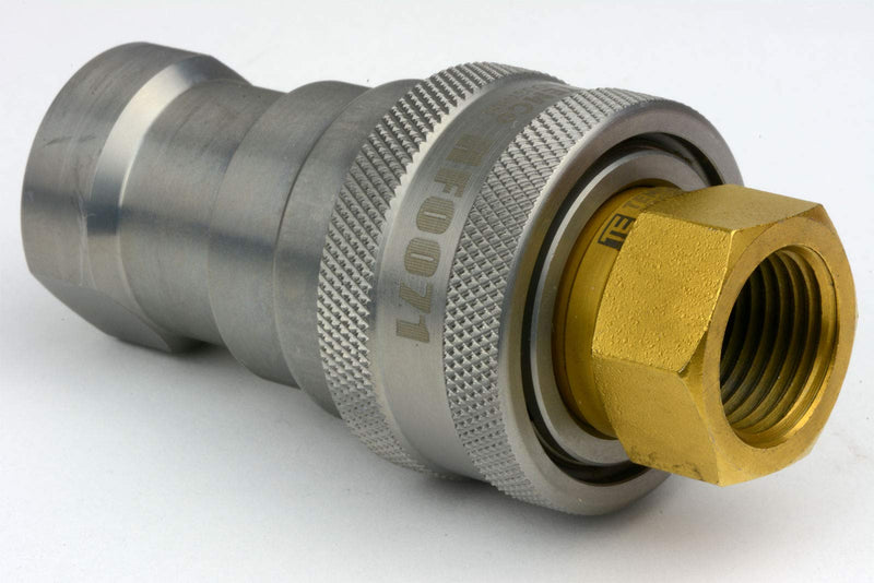 [Australia - AusPower] - TEMCo 1/2" Female NPT Thread 1/2" Body Pair Hydraulic Coupler ISO 7241B Poppet ValveQuick Connect for Tractors and Ag Equipment Fits Pioneer Parker Format - HF0072 (HF0070 + HF0071) 