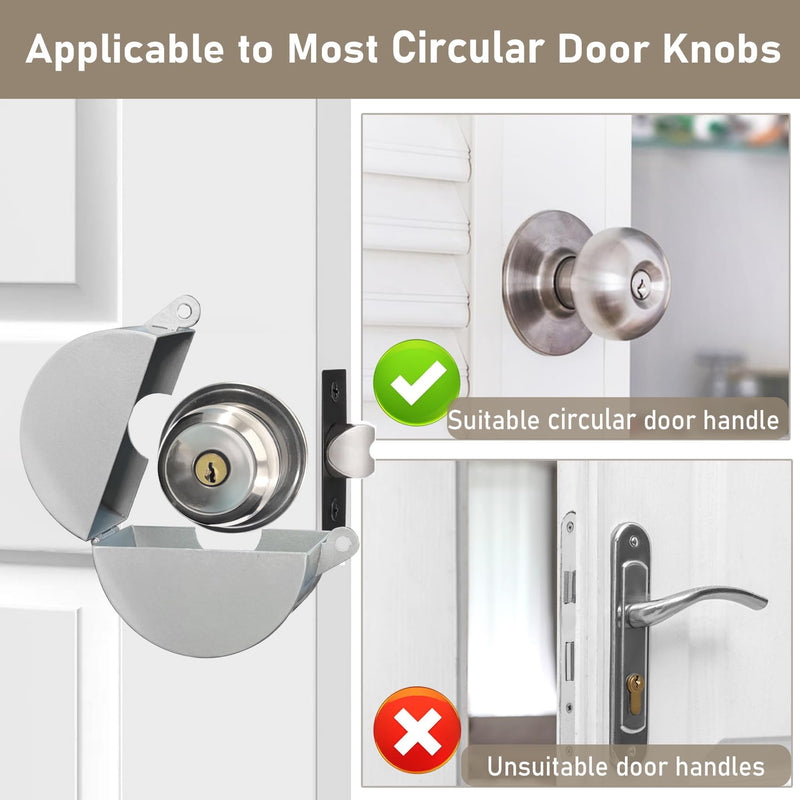 [Australia - AusPower] - PILISPARK Door Knob Lock Out Device with Padlock, Door Handle Lock - Protects Door Handles from Turning and Entering Keyholes, for Covering Door Handles/Faucets/Valves, Stainless Steel (Silver) Silver 