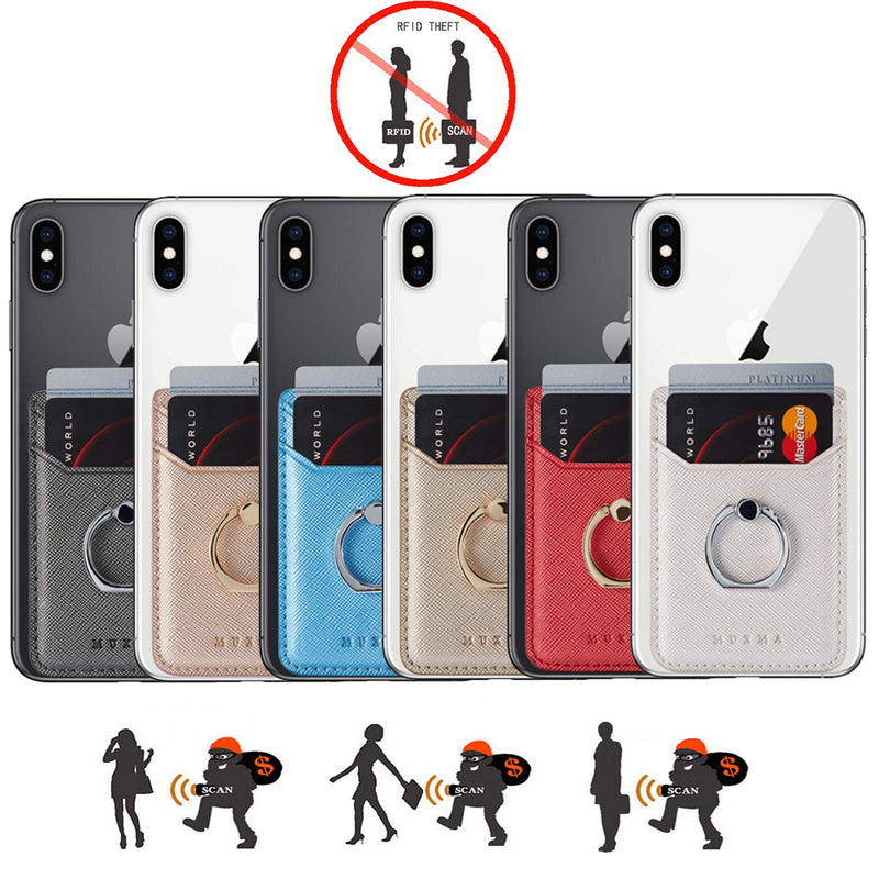 [Australia - AusPower] - Card Holder for Back of Phone Ring Stand Cell Phone Stick on Wallet Credit Finger for iPhone/Samsung/Smartphone(Blue) Blue 