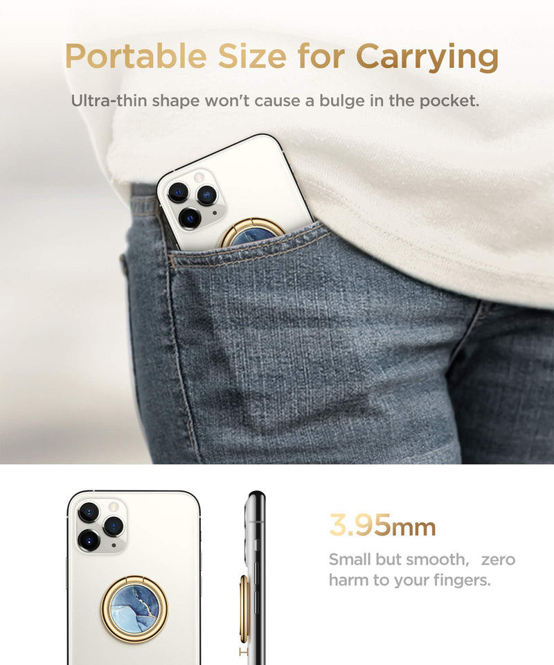 [Australia - AusPower] - GVIEWIN Marble Cell Phone Ring Holder, Metal Kickstand Grip for Magnetic Car Mount Compatible with iPhone 13 Pro Max/13 Pro/12 Pro Max/11 & Galaxy S22 Ultra/S22 and Other Smartphones (Navy Blue) Navy Blue 