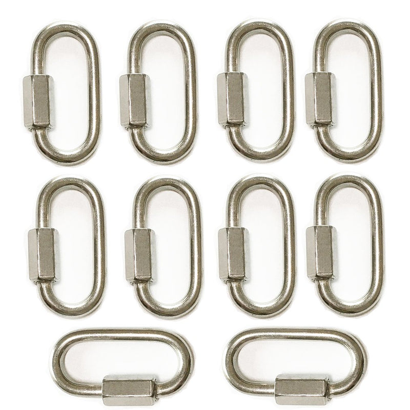 [Australia - AusPower] - TXXMA 10-Pack D Shape Locking Carabiner M4 Stainless Steel Quick Link Chain Connector Keychain Ring Buckle 