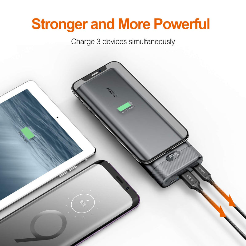 [Australia - AusPower] - Portable Phone Charger 20000mAh Wireless Power Bank, AIDEAZ 18W PD USB C Battery Pack, LCD Display, External Battery Charger Compatible with iPhone 11/XS/X/XR/12/12 mini/12 Pro Max & Samsung Galaxy Gray-20000mAh 