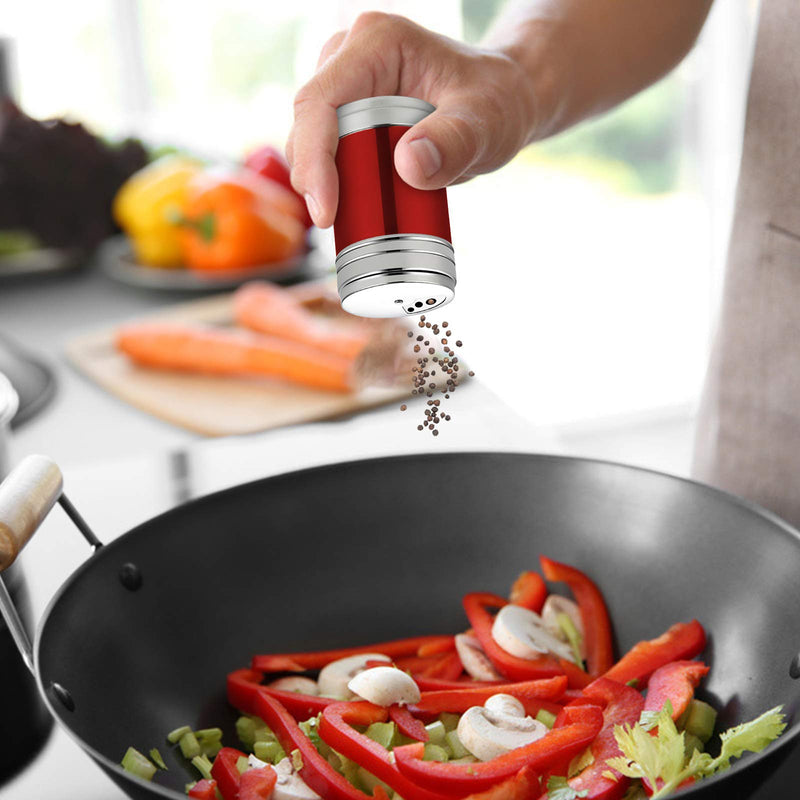 [Australia - AusPower] - 4pcs Stainless Steel Salt Pepper Shakers, Dredge Spice Seasoning Can, Condiment Sugar Condiment Dispenser Bottle for Cooking BBQ 