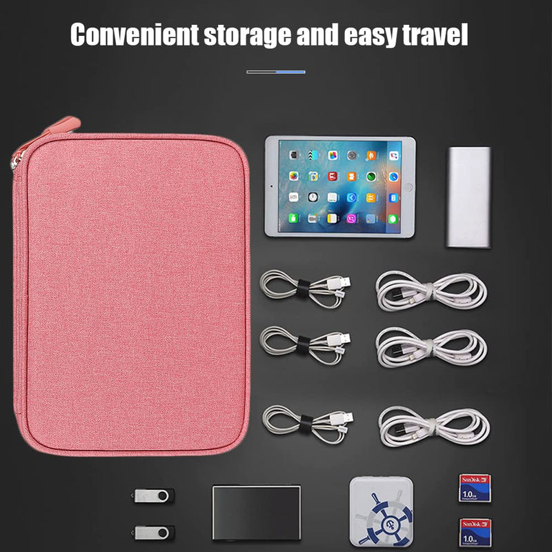 [Australia - AusPower] - HOCAO YIGO Electronics Accessories Organizer Pouch Bag, Cable Organizer Bag, Portable Waterproof Bag Suitable for Power Adapter, Charger, Cables, Wireless Mouse, Pens (Pink-Large) Pink-Large 
