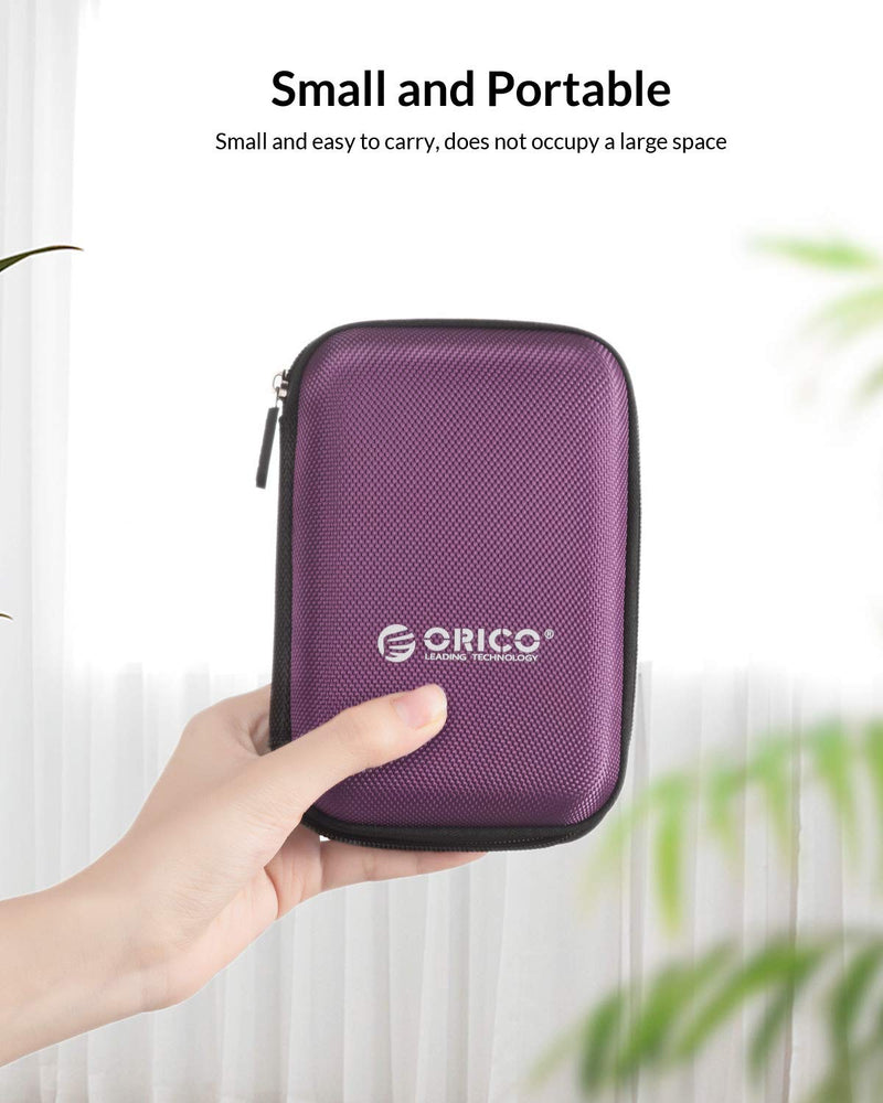 [Australia - AusPower] - ORICO Hard Drive Case 2.5 inch External Drive Storage Carrying Bag Waterproof Shockproof with Inner Size 5.5x3.5x1.0inch for Organizing HDD and Electronic Accessories, Purple(PHD-25) 