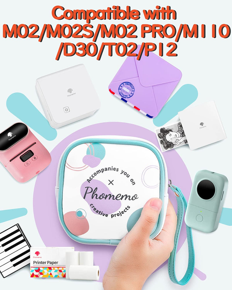 [Australia - AusPower] - Phomemo Protective Carry Bag for M110/D30/P12/Q30S Label Maker and M02/M02S/M02 Pro/T02 Mini Photo Pocket Printer, Stores Wireless Thermal Printer and Self-Adhesive Paper. Waterproof and Fashion 