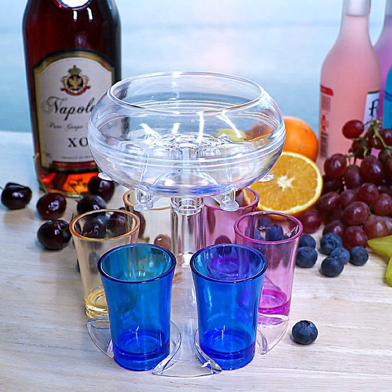 [Australia - AusPower] - 6 Shot Glass Dispenser - Upgraded Wine Dispenser,Shots Dispenser for Filling Liquids,Shot Buddy Dispenser,Drinks Wine Cocktail Dispenser (Multicolor/With 6 Acrylic Cup) Multicolor/With 6 Acrylic Cup 
