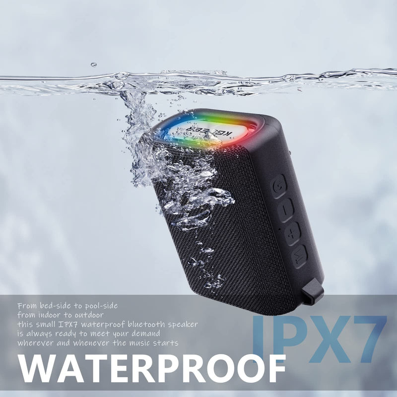 [Australia - AusPower] - Speakers Bluetooth Wireless, IPX7 Waterproof Portable Bluetooth Speaker with Lights, 10W Clear Stereo, 30H Playtime, Bluetooth5.0, 66ft Bluetooth Range, TWS Pairing, FM/AUX/USB/TF, for Party Outdoor Black 