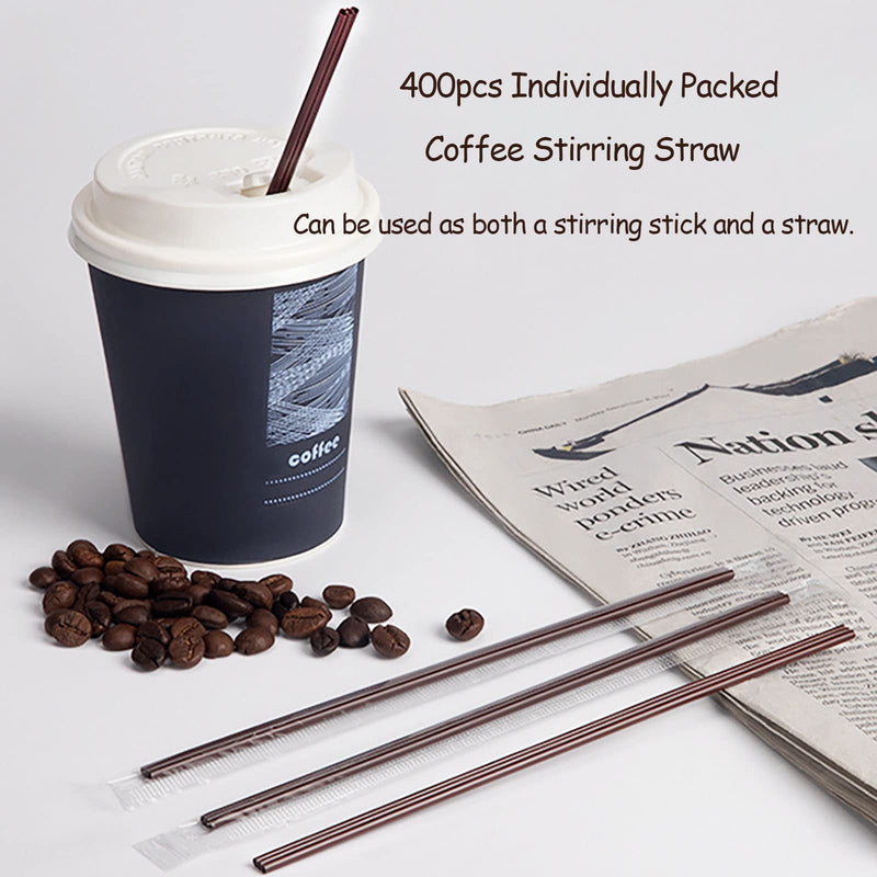 [Australia - AusPower] - Coffee Stirrers Sticks Individually Wrapped 6.7in / 400pcs，Disposable Coffee Straw Stirring Rod，Coffee Straw，Disposable Plastic Drink Stirrer Sticks Three-hole Coffee Straws 