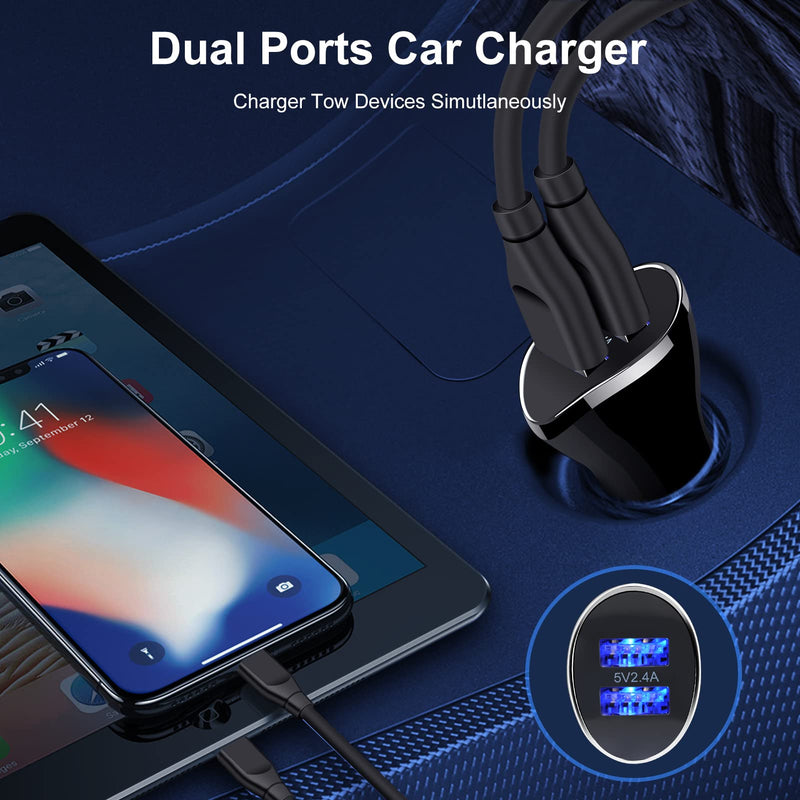 [Australia - AusPower] - USB C Car Charger,[3-Pack]2.4A/12W Dual Port Car Charger Adapter for iPhone 13 12 11 Mini/Pro/Pro Max SE XR XS X 8 Plus,Samsung Galaxy S21 S20 S10 Note 20 10,Google Pixel LG,Tablet or Other USB Device 