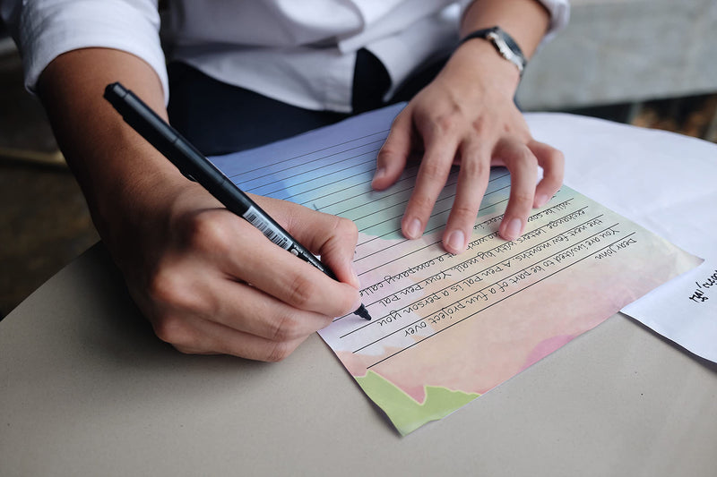 [Australia - AusPower] - Mini Stationery Set, 100 Piece Set (50 Lined Watercolor Sheets + 50 Matching Envelopes), 5.5 x 8.25 inch, 12 Unique Designs, Double Sided Printing, One Side Lined Paper, by Better Office Products 
