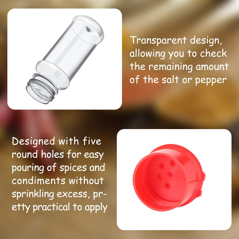 [Australia - AusPower] - 6 Pieces 3.5 oz Plastic Salt and Pepper Shakers Red Lids Seasoning Bottle Containers Spice Containers Seasoning Containers with Shaker Lids for Storing Salt Sugar Spice Herbs and Powders (Red) 