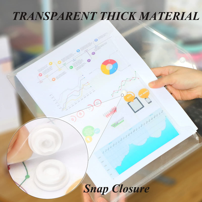 [Australia - AusPower] - Toplive File Folders,12 Packs Plastic Envelopes Clear A4 Letter Size Waterproof Poly Envelopes Folders with Snap Closure for Office School Supplie 