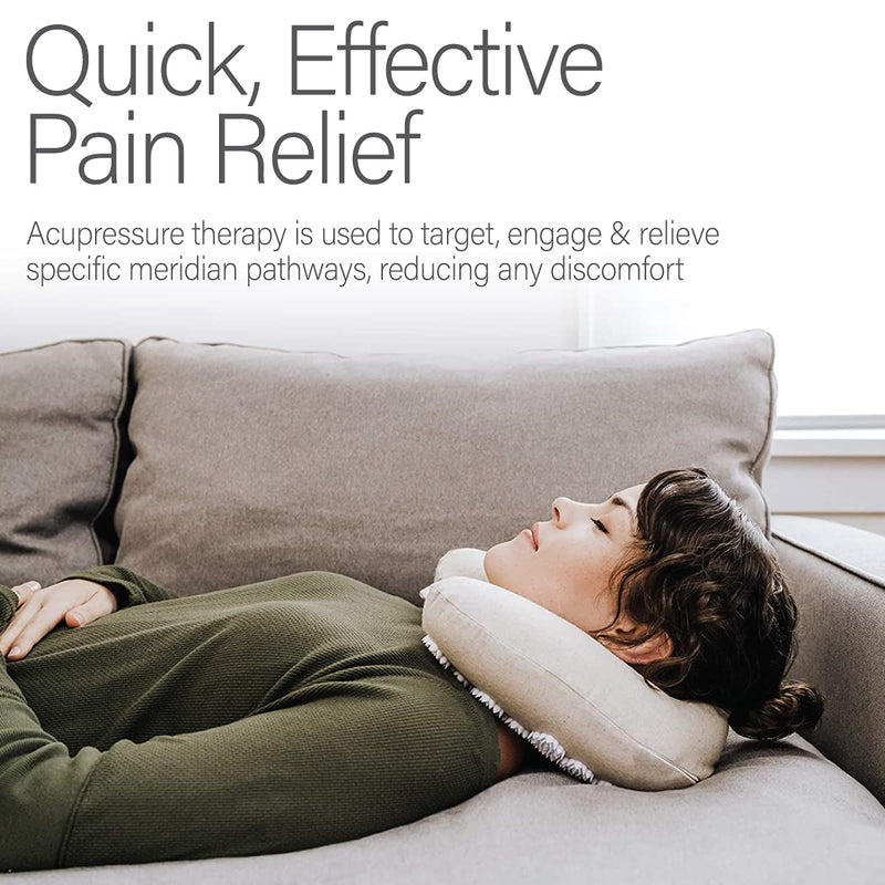 [Australia - AusPower] - Kanjo Memory Foam Acupressure Neck Pillow - High Density Memory Foam Core - Travel Accessory Pillow - Relieves Neck Pain and Back Pain - Includes Carry Bag - FSA & HSA Eligible 