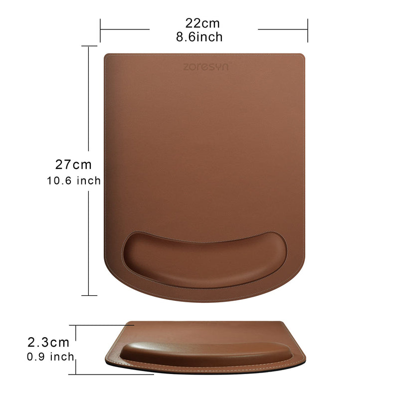 [Australia - AusPower] - ZORESYN PU Leather Gaming Mouse Pad with Wrist Rest Support, Ergonomic Memory Foam Mouse Wrist Rest Pad, Non Slip Mousepad - Large, Brown Light Brown WMP-01 