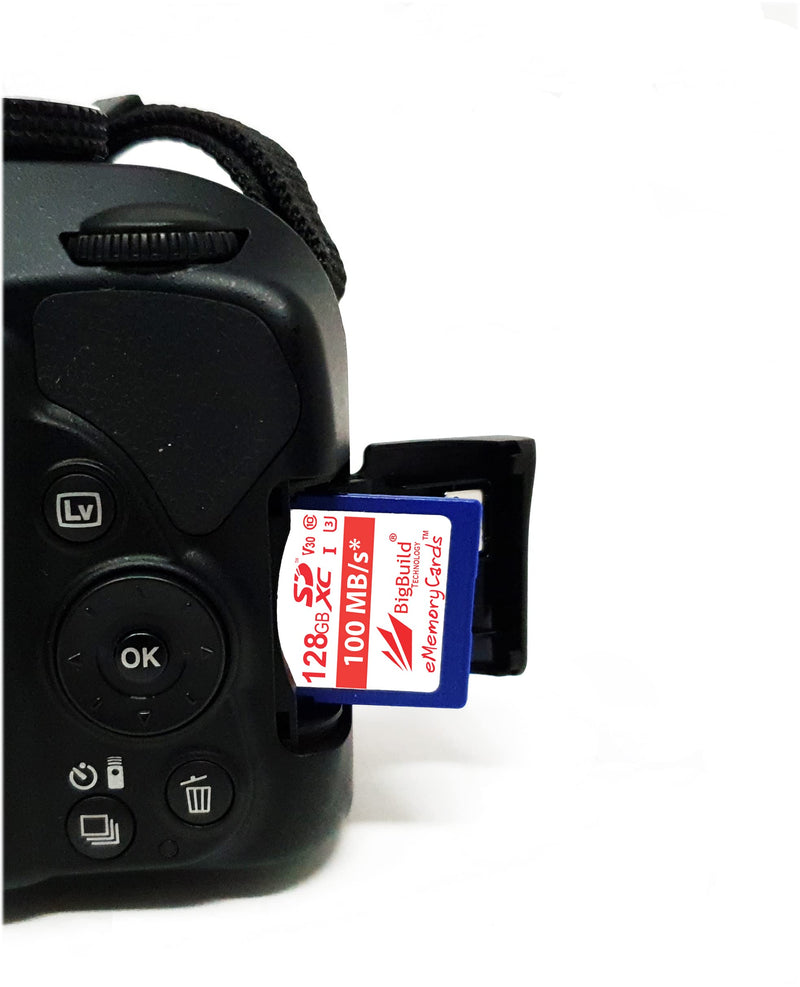 [Australia - AusPower] - BigBuild Technology 128GB Ultra Fast U3 SDXC 100MB/s Memory Card Compatible with Canon EOS 90D, 250D, 850D, 200D, 800D, 77D, 80D Camera Blue/Black / Size: 128GB 