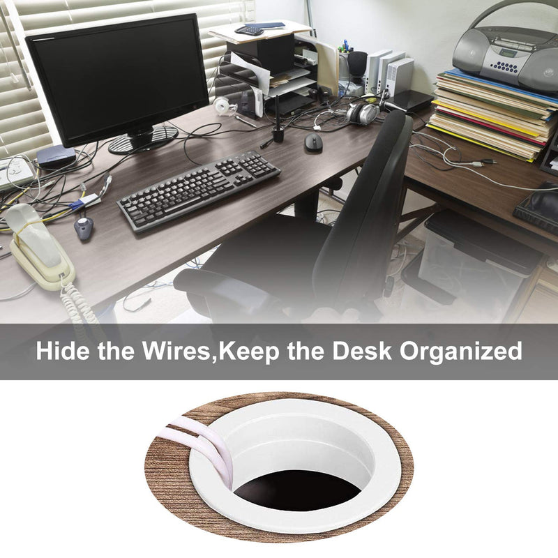 [Australia - AusPower] - 20Pack 2” Desk Grommet White, Plastic Wire Organizer Caps Office Desk Wire Grommet, Durable Desk Cord Cable Hole Cover Grommet for Office Desk, Entertainment Centers, TV Stands, Tabletops Black-20pack 