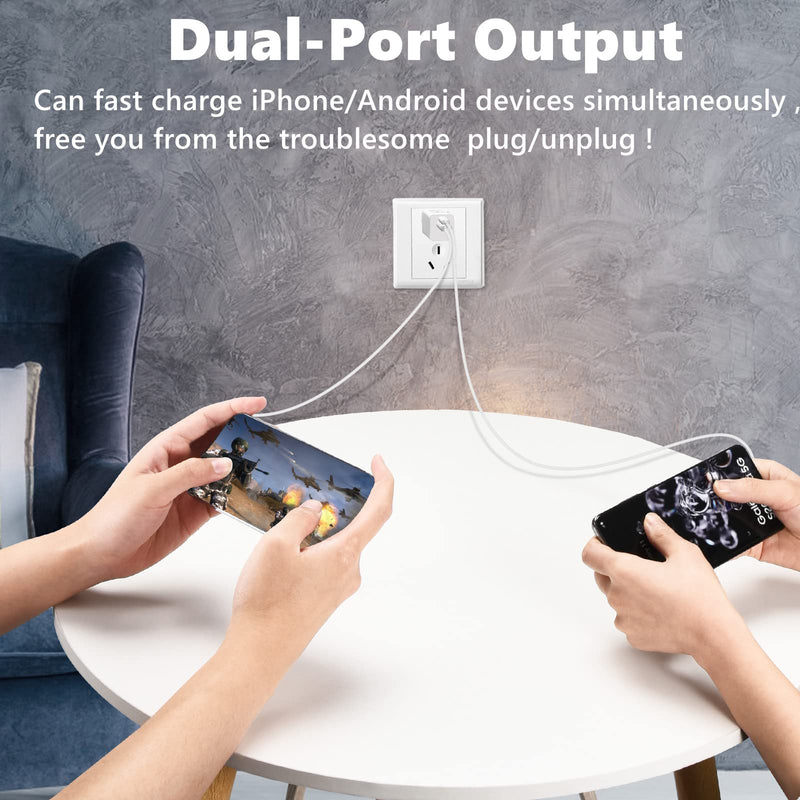 [Australia - AusPower] - 20W USB C Fast Charger, 2-Pack Dual-Port Foldable Wall Charger [PD 20W/QC 3.0] Tiny USB Fast Charging Block Cube Adapter Compatible iPhone 13 12 11 Pro Max Mini/X XS XR/8, Galaxy S21 S20 S10 S9＆More 