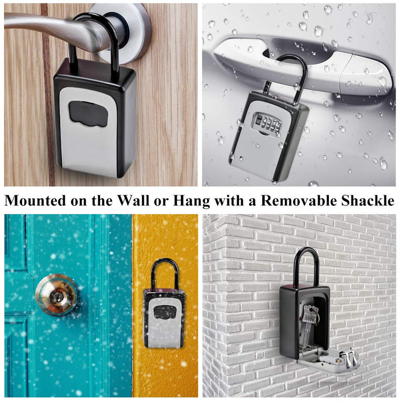 [Australia - AusPower] - Key Lock Box Wall Mounted, Portable Lock Box for House Key, 5 Key Capacity, Weatherproof Resettable Code House Key Safe Security Lock Box for Outside Realtors Garage Spare (1 Pack) 1 