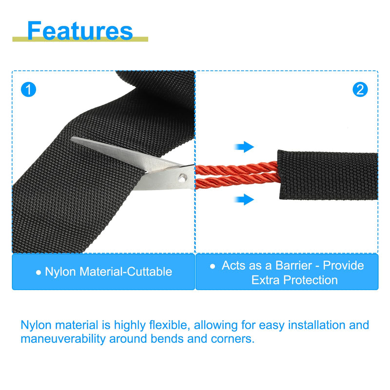 [Australia - AusPower] - PATIKIL 2.4" Flat Dia 3.3FT Nylon Protective Hose Sleeve, Cable Cover Sheath Protection for Welding Tig Torch Hydraulic Hose, Black 2.4 in x 3.3FT 