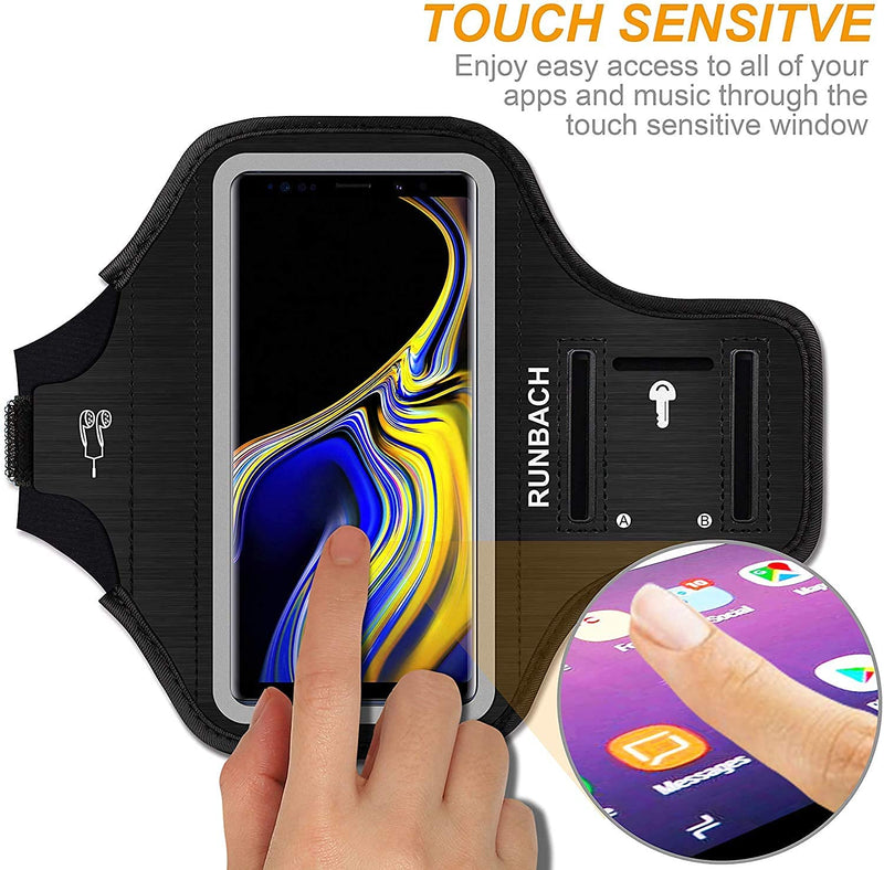 [Australia - AusPower] - Galaxy Note 20/10+/9/8 Armband,RUNBACH Sweatproof Running Exercise Cellphone Sportband Bag with Fingerprint Touch and Card Slot for Samsung Galaxy Note 20/Note 10+/Note 9/Note 8(Black) Black 