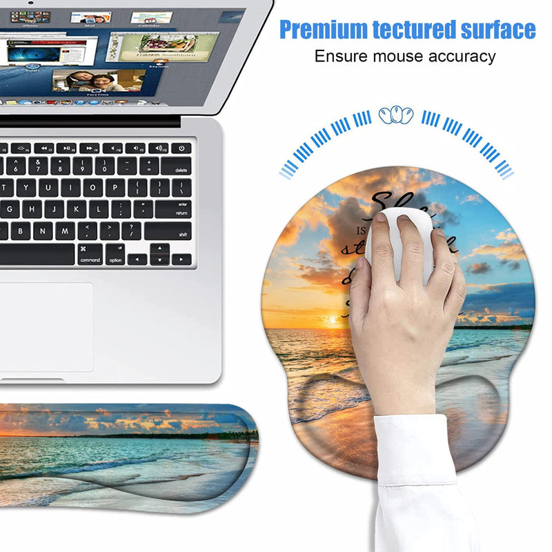 [Australia - AusPower] - Keyboard Wrist Rest + Mouse Pad Wrist Support Set with Coasters, Non-Slip PU Base Ergonomic Mousepad for Home Office Working Studying Easy Typing & Pain Relief, Bible Verses Proverbs 31:25 