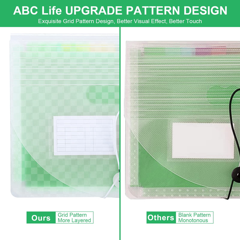 [Australia - AusPower] - ABC life 24 Pockets Accordian File Folder Organizer Letter Size Expanding File Folder, A4 Portable Document Paper School Organizer, Expandable Multicolor Accordion Filing Folders with 2 Labels(Green) Green 