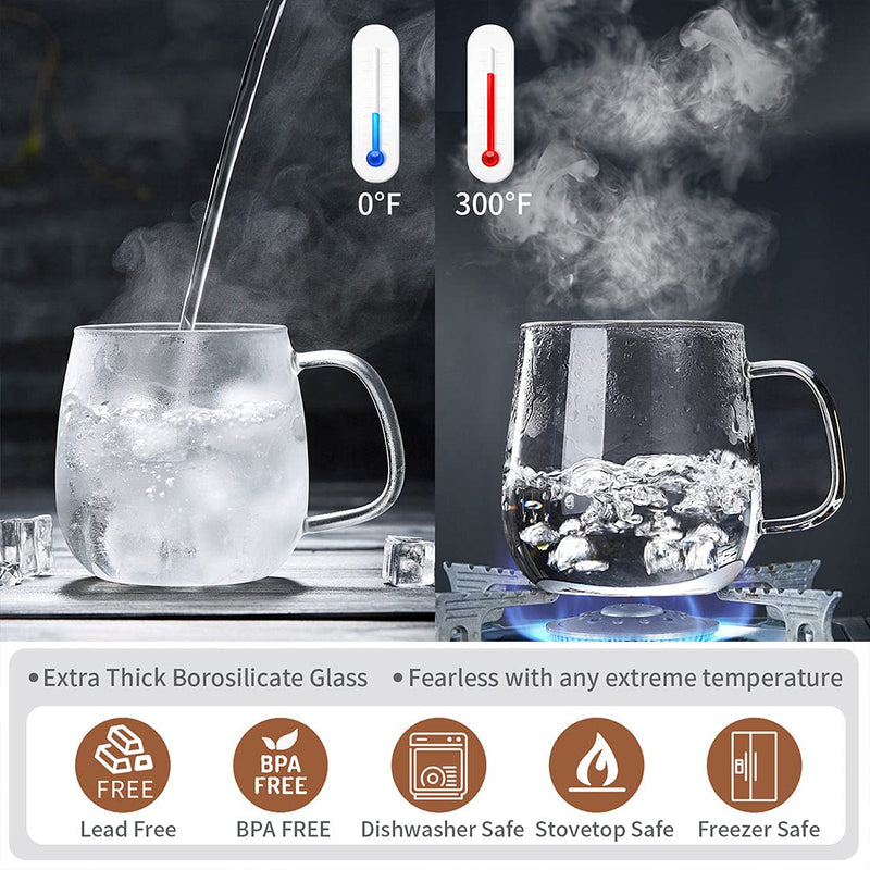 [Australia - AusPower] - DOPUDO PAVILION Glass Tea Cup with Infuser and Lid, 17.6oz/ 520ml Borosilicate Glass Large Tea Mug with Infuser, Clear Teacup for Loose Leaf Tea, Blooming Tea, Tea Bag 