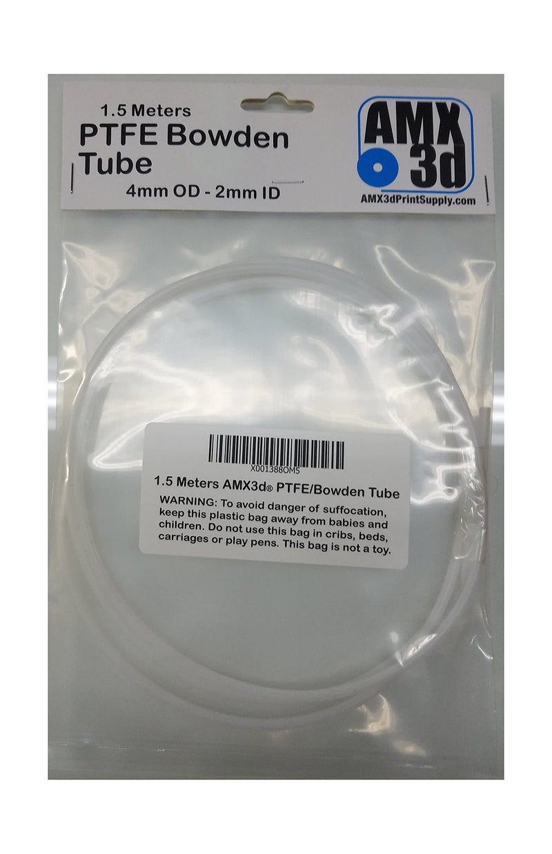[Australia - AusPower] - AMX3d PTFE Teflon Bowden Tube for 1.75 Filament (2.0mm ID/4.0mm OD) 1.5 Meters – White Connector Tubing for 3D Printer White 1.5 Meters 