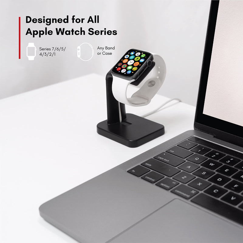 [Australia - AusPower] - Macally Apple Watch Charger Stand for Series 7/6 / 5/4 / 3/2 / 1 / SE (44mm, 42mm, 40mm, 38mm) - Minimalistic iWatch Apple Watch Stand Dock - The Perfect Apple Watch Charging Station - Black 
