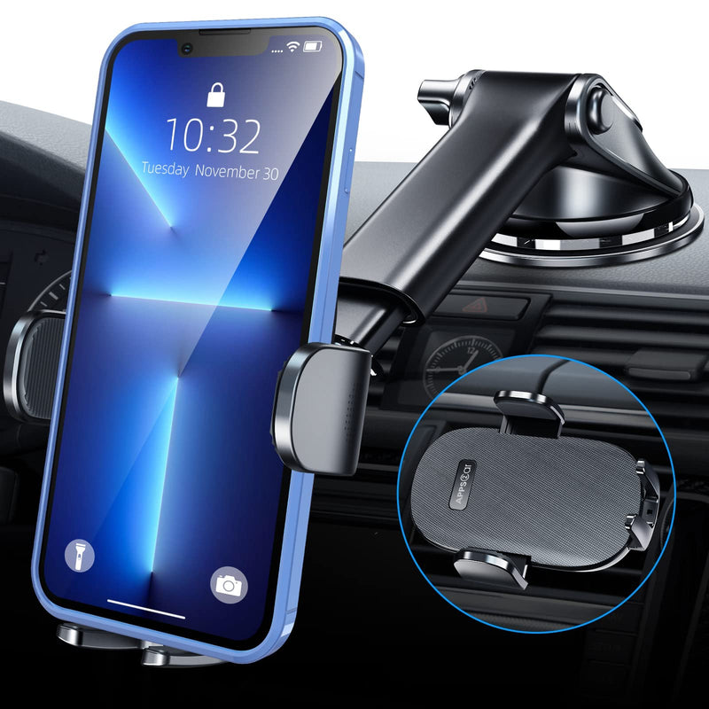 [Australia - AusPower] - [2022 Upgraded] 3-in-1 Stable Car Phone Mount, Long Arm Suction Cup Phone Holder for Car Dashboard Windshield Air Vent Universal Hands Free Clip Cell Phone Holder, Compatible with All Cellphone 