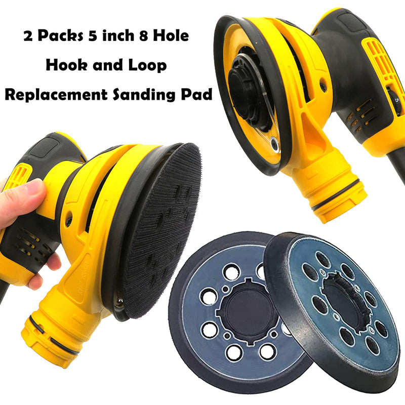 [Australia - AusPower] - 2 Packs for DeWalt DWE64233 & N329079 Orbital Sander Replacement Pad, 5 inch 8 Hole Hook and Loop Sanding Disc Backing Pads, Compatible with DWE6421-B2, DWE6421-B3, DWE6423/6423K, DWE6421/6421K 2 