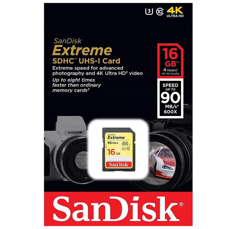 [Australia - AusPower] - SanDisk Extreme 16 GB SD Card (2 Pack) Speed Class 10 UHS-1 U3 C10 4K HD16G SDHC Memory Cards for Compatible Digital Camera, Computer, Trail Cameras 