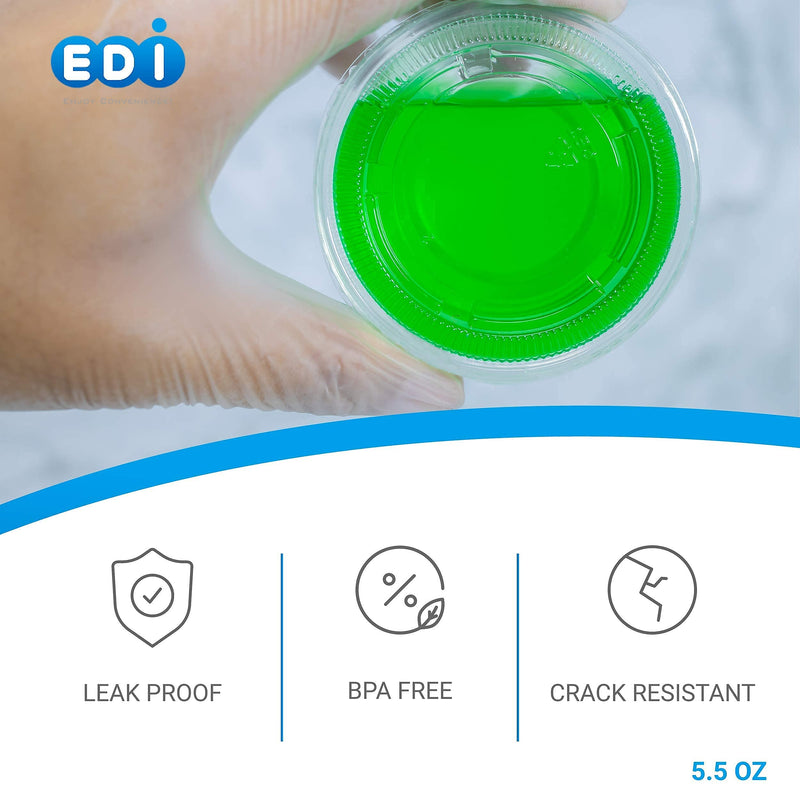 [Australia - AusPower] - [5.5 OZ, 50 Sets] EDI Clear Disposable Plastic Portion Cups with Leakproof Lids | Jello Shot Cups | Condiment and Dipping Sauce Cups | Souffle Cups | BPA Free | Recyclable 