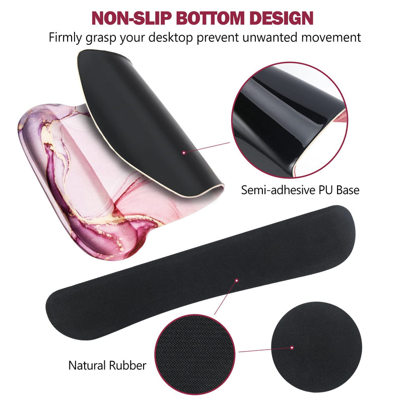 [Australia - AusPower] - AIMSA Ergonomic Keyboard Wrist Rest and Mouse Pad with Wrist Support Set, Memory Foam Non-Slip Rubber Base, for Home, Office, Easy Typing, Pain Relief, Pink Purple Marble 