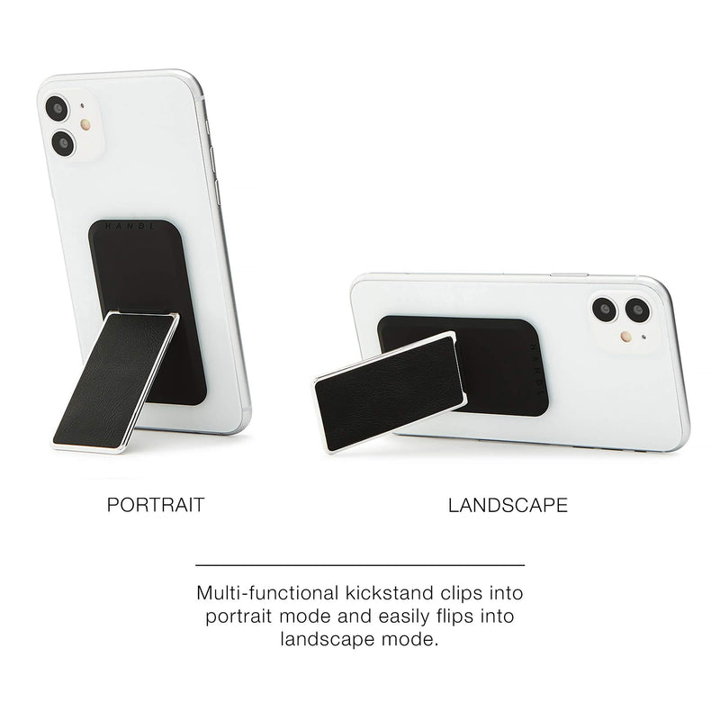 [Australia - AusPower] - HANDL New York HANDLstick Black and Chrome Professional Leather Collection Grip and Stand for Smartphone 
