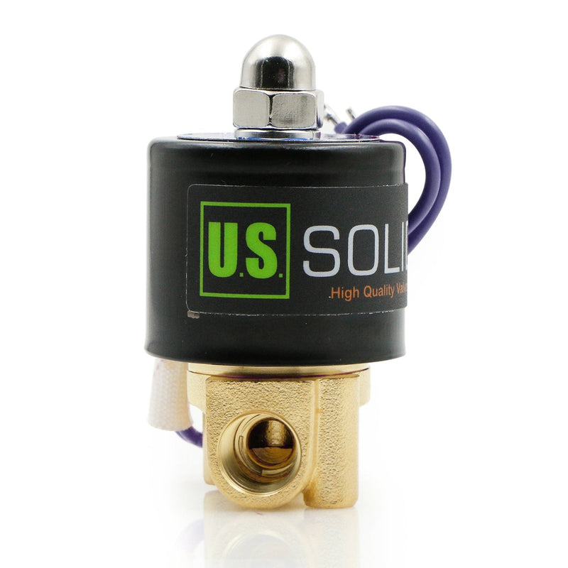 [Australia - AusPower] - 1/4" NPT Brass Electric Solenoid Valve 12VDC Normally Closed VITON (Standard USA Pipe Thread). Solid Brass, Direct Acting, Viton Gasket Solenoid Valve by U.S. Solid. 