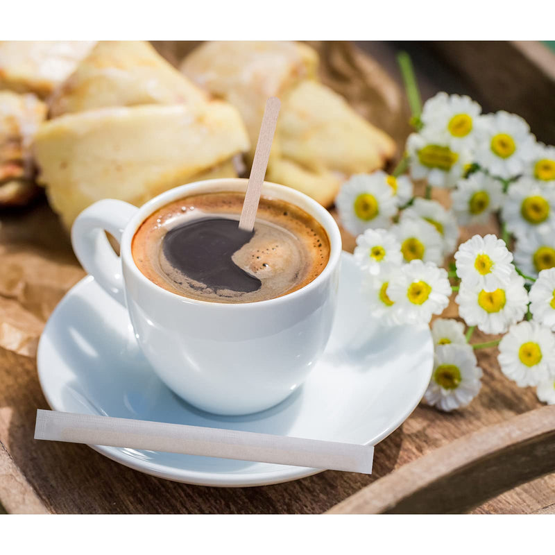 [Australia - AusPower] - BLUE TOP Individually Paper Wrapped Wooden Coffee Stirrers 4.3 Inch Pack 1000, Disposable Wood Sticks for Coffee/Tea/Hot Beverage/Hot Chocolate/Cold Drinks, Wood Blenders for Butter Sugar,Craft Stick Individually Wrapped 4.3 inch 500 PCS 