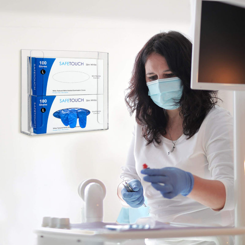 [Australia - AusPower] - Amazing Abby Acrylic Glove Box Holder, Wall-Mounted Glove Dispenser, Floating Glove Box Organizer, Medium Size (for 2 Boxes), 10.5" W x 10.0" H x 3.5" D (Mounting Hardware Included) Medium (for 2 Boxes) 
