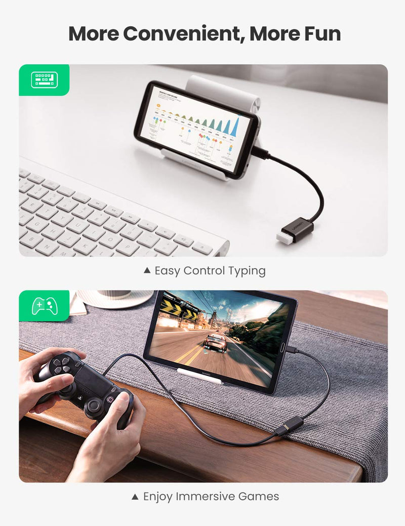 [Australia - AusPower] - UGREEN Micro USB 2.0 OTG Cable On The Go Adapter Male Micro USB to Female USB Compatible with Samsung S7 S6 Edge S4 S3 LG G4 Controller Android Windows Smartphone Tablets 4 Inch Black 