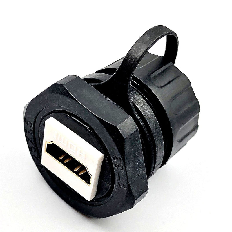 [Australia - AusPower] - DEVMO HDMI Waterproof Connector, M25 Panel Mounting Female to Female HDMI Bulkhead Coupler with Waterproof Dust Cap 