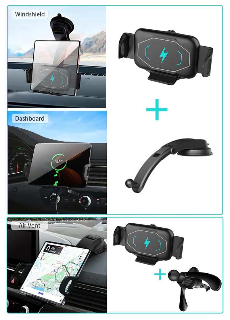 [Australia - AusPower] - Wireless car Charger, zeriyu 15W QI Fast Charging Car Phone Holder Mount for Air Vent & Dashboard Compatible with Galaxy Z Fold 3/2, iPhone 11/12/13 Pro Max, Google Pixel 6/5 Black 
