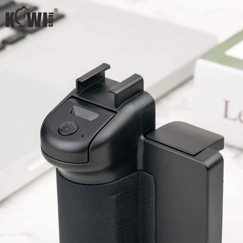 [Australia - AusPower] - KIWIFOTOS 3 in 1 Cell Phone Tripod Mount, Phone Camera Grip Handle Holder with Detachable Bluetooth Shutter Remote Control and Cold Shoe Mount for iPhone Android Smartphone Selfie Vlog Video Shooting 
