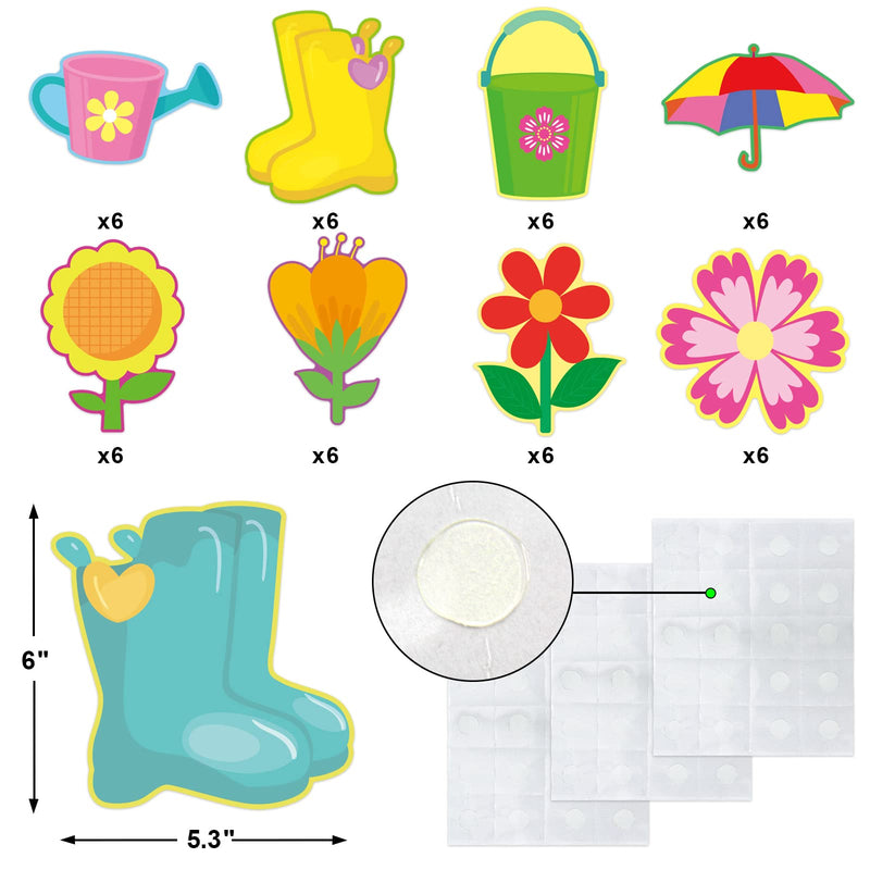 [Australia - AusPower] - 54 Pcs Spring Cutouts Springtime Mix Flower Colorful Cut-Outs Bulletin Board Decoration for Party and Classroom 