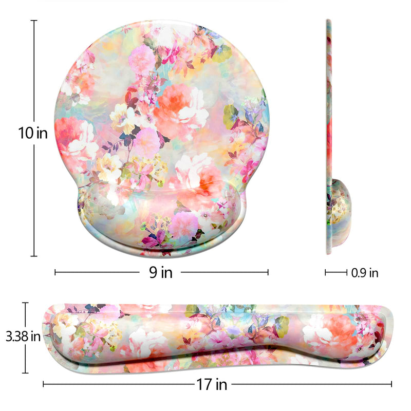 [Australia - AusPower] - Dapesuom Keyboard Wrist Rest and Mouse Pad with Support, Memory Foam Rests for Set, Ergonomic Non Slip Base Easy Typing & Pain Relief, Peonies Floral, Pink Floral Pink Peonies Floral 