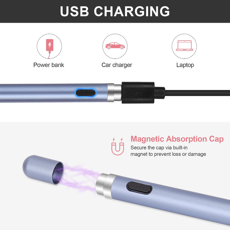 [Australia - AusPower] - Active Stylus Pens for Touch Screens, maylofi Rechargeable Digital Stylish Pen Pencil Universal for iPhone/iPad Pro/Mini/Air/Android and Most Capacitive Touch Screens BLUE 