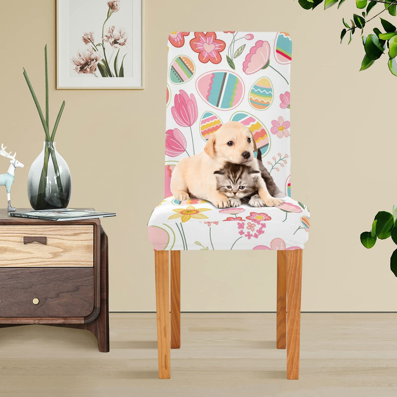 [Australia - AusPower] - xigua Easter Egg Stretch Chair Covers Set of 4 Removable Washable Dining Chair Slipcovers for Kitchen Dining Room Hotel Decor 4 Pack 