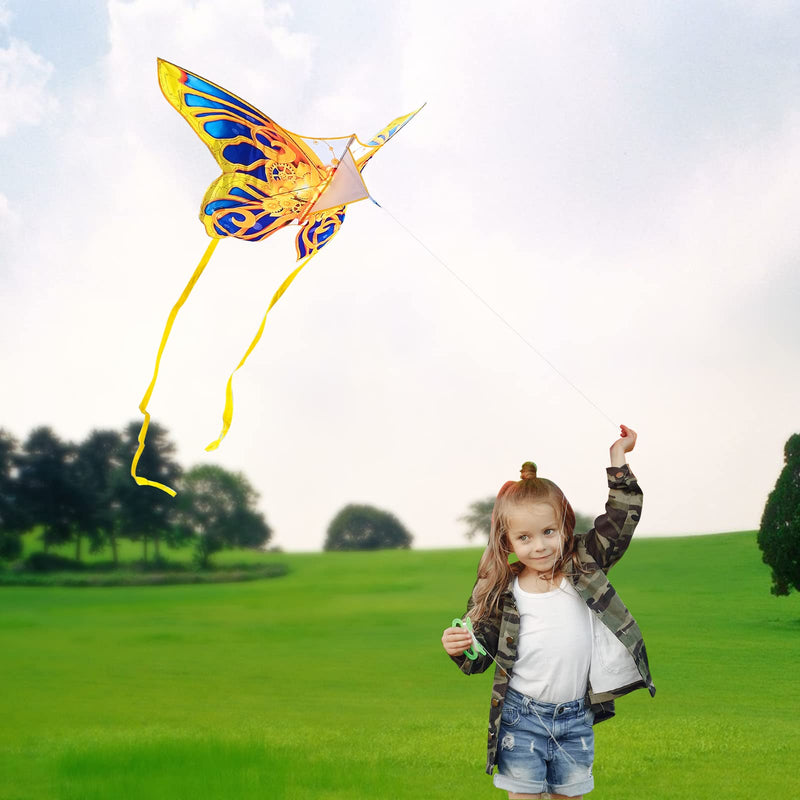 [Australia - AusPower] - Mint's Colorful Life Golden Mechanical Butterfly Kite for Kids & Adults Easy to Fly, Large Single Line Kite for The Beach with 300 FT String Kite Handle 